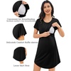 image:imageSWOMOG 3PCS Maternity Nursing Nightgown amp Pajamas Set Short Sleeve Pjs for Breastfeeding Hospital Pregnancy Lounge SetsBlack
