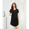 image:imageSWOMOG 3PCS Maternity Nursing Nightgown amp Pajamas Set Short Sleeve Pjs for Breastfeeding Hospital Pregnancy Lounge SetsBlack