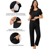 image:imageSWOMOG 3PCS Maternity Nursing Nightgown amp Pajamas Set Short Sleeve Pjs for Breastfeeding Hospital Pregnancy Lounge SetsBlack
