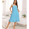 image:imageSWOMOG Cotton Nightgowns for Women Sleeveless Button Down Night Gown Soft Victorian Nightdress House Dress with PocketsBlue Flower