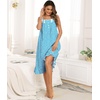 image:imageSWOMOG Cotton Nightgowns for Women Sleeveless Button Down Night Gown Soft Victorian Nightdress House Dress with PocketsBlue Flower