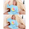 image:imageSWOMOG Girls Pajama Set Short Sleeve Tops amp Ruffled Shorts with Pocket 2 Piece Summer Pajamas for Kids Size 615Blue Star and Moon