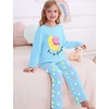 image:imageSWOMOG Girls Pajama Set Short Sleeve Tops amp Ruffled Shorts with Pocket 2 Piece Summer Pajamas for Kids Size 615Blue Star and Moon