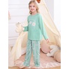 image:imageSWOMOG Girls Pajama Set Short Sleeve Tops amp Ruffled Shorts with Pocket 2 Piece Summer Pajamas for Kids Size 615Green Flroal Daisy