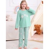 image:imageSWOMOG Girls Pajama Set Short Sleeve Tops amp Ruffled Shorts with Pocket 2 Piece Summer Pajamas for Kids Size 615Green Flroal Daisy