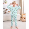image:imageSWOMOG Girls Pajama Set Short Sleeve Tops amp Ruffled Shorts with Pocket 2 Piece Summer Pajamas for Kids Size 615Green Grey Dinosaurs