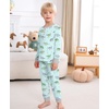 image:imageSWOMOG Girls Pajama Set Short Sleeve Tops amp Ruffled Shorts with Pocket 2 Piece Summer Pajamas for Kids Size 615Green Grey Dinosaurs