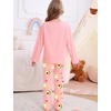 image:imageSWOMOG Girls Pajama Set Short Sleeve Tops amp Ruffled Shorts with Pocket 2 Piece Summer Pajamas for Kids Size 615Pink Avocado