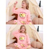 image:imageSWOMOG Girls Pajama Set Short Sleeve Tops amp Ruffled Shorts with Pocket 2 Piece Summer Pajamas for Kids Size 615Pink Avocado