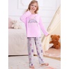 image:imageSWOMOG Girls Pajama Set Short Sleeve Tops amp Ruffled Shorts with Pocket 2 Piece Summer Pajamas for Kids Size 615Purple Kittten
