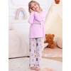 image:imageSWOMOG Girls Pajama Set Short Sleeve Tops amp Ruffled Shorts with Pocket 2 Piece Summer Pajamas for Kids Size 615Purple Kittten