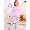image:imageSWOMOG Girls Pajama Set Short Sleeve Tops amp Ruffled Shorts with Pocket 2 Piece Summer Pajamas for Kids Size 615Purple Kittten