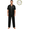 image:imageSWOMOG Matching Pajamas for Couples Satin Short Sleeve Sleepwear WomenMen Silk Soft Button Down Nightwear 2 Pcs LoungewearBlack