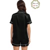 image:imageSWOMOG Matching Pajamas for Couples Satin Short Sleeve Sleepwear WomenMen Silk Soft Button Down Nightwear 2 Pcs LoungewearBlack
