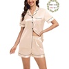 image:imageSWOMOG Matching Pajamas for Couples Satin Short Sleeve Sleepwear WomenMen Silk Soft Button Down Nightwear 2 Pcs LoungewearChampagne