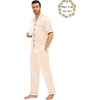 image:imageSWOMOG Matching Pajamas for Couples Satin Short Sleeve Sleepwear WomenMen Silk Soft Button Down Nightwear 2 Pcs LoungewearChampagne