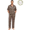 image:imageSWOMOG Matching Pajamas for Couples Satin Short Sleeve Sleepwear WomenMen Silk Soft Button Down Nightwear 2 Pcs LoungewearLeopard