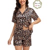 image:imageSWOMOG Matching Pajamas for Couples Satin Short Sleeve Sleepwear WomenMen Silk Soft Button Down Nightwear 2 Pcs LoungewearLeopard