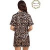 image:imageSWOMOG Matching Pajamas for Couples Satin Short Sleeve Sleepwear WomenMen Silk Soft Button Down Nightwear 2 Pcs LoungewearLeopard