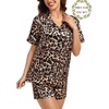 image:imageSWOMOG Matching Pajamas for Couples Satin Short Sleeve Sleepwear WomenMen Silk Soft Button Down Nightwear 2 Pcs LoungewearLeopard