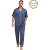 image:imageSWOMOG Matching Pajamas for Couples Satin Short Sleeve Sleepwear WomenMen Silk Soft Button Down Nightwear 2 Pcs LoungewearNavy Blue Flower