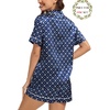 image:imageSWOMOG Matching Pajamas for Couples Satin Short Sleeve Sleepwear WomenMen Silk Soft Button Down Nightwear 2 Pcs LoungewearNavy Blue Flower