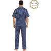 image:imageSWOMOG Matching Pajamas for Couples Satin Short Sleeve Sleepwear WomenMen Silk Soft Button Down Nightwear 2 Pcs LoungewearNavy Blue Flower