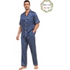 image:imageSWOMOG Matching Pajamas for Couples Satin Short Sleeve Sleepwear WomenMen Silk Soft Button Down Nightwear 2 Pcs LoungewearNavy Blue Flower