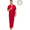 image:imageSWOMOG Matching Pajamas for Couples Satin Short Sleeve Sleepwear WomenMen Silk Soft Button Down Nightwear 2 Pcs LoungewearRed