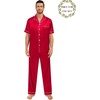 image:imageSWOMOG Matching Pajamas for Couples Satin Short Sleeve Sleepwear WomenMen Silk Soft Button Down Nightwear 2 Pcs LoungewearRed