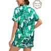 image:imageSWOMOG Matching Pajamas for Couples Satin Short Sleeve Sleepwear WomenMen Silk Soft Button Down Nightwear 2 Pcs LoungewearWhite Leaves
