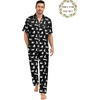 image:imageSWOMOG Matching Pajamas for Couples Satin Short Sleeve Sleepwear WomenMen Silk Soft Button Down Nightwear 2 Pcs LoungewearWhite Leopard