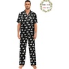 image:imageSWOMOG Matching Pajamas for Couples Satin Short Sleeve Sleepwear WomenMen Silk Soft Button Down Nightwear 2 Pcs LoungewearWhite Leopard