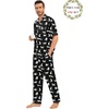 image:imageSWOMOG Matching Pajamas for Couples Satin Short Sleeve Sleepwear WomenMen Silk Soft Button Down Nightwear 2 Pcs LoungewearWhite Leopard