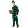 image:imageSWOMOG Mens Christmas Pajamas Sets Long Sleeve Button Down Pjs Mens Sleepwear Soft 2 Pcs Loungewear Nightwear with PocketsBlack Green Grid