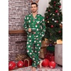image:imageSWOMOG Mens Christmas Pajamas Sets Long Sleeve Button Down Pjs Mens Sleepwear Soft 2 Pcs Loungewear Nightwear with PocketsGreen Christmas Santa