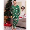 image:imageSWOMOG Mens Christmas Pajamas Sets Long Sleeve Button Down Pjs Mens Sleepwear Soft 2 Pcs Loungewear Nightwear with PocketsGreen Christmas Santa
