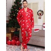 image:imageSWOMOG Mens Christmas Pajamas Sets Long Sleeve Button Down Pjs Mens Sleepwear Soft 2 Pcs Loungewear Nightwear with PocketsRed Christmas Pattern