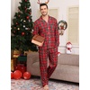 image:imageSWOMOG Mens Christmas Pajamas Sets Long Sleeve Button Down Pjs Mens Sleepwear Soft 2 Pcs Loungewear Nightwear with PocketsRed Green Grid