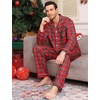 image:imageSWOMOG Mens Christmas Pajamas Sets Long Sleeve Button Down Pjs Mens Sleepwear Soft 2 Pcs Loungewear Nightwear with PocketsRed Green Grid