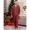 image:imageSWOMOG Mens Christmas Pajamas Sets Long Sleeve Button Down Pjs Mens Sleepwear Soft 2 Pcs Loungewear Nightwear with PocketsRed Green Grid