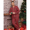 image:imageSWOMOG Mens Christmas Pajamas Sets Long Sleeve Button Down Pjs Mens Sleepwear Soft 2 Pcs Loungewear Nightwear with PocketsRed Green Grid