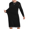 image:imageSWOMOG Mens Nightgown Long Sleeve Lounge Sleep Henley Shirt Pajama Big amp Tall Nightshirt Comfy Nightwear SXXLBlack