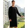 image:imageSWOMOG Mens Nightgown Long Sleeve Lounge Sleep Henley Shirt Pajama Big amp Tall Nightshirt Comfy Nightwear SXXLBlack