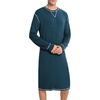 image:imageSWOMOG Mens Nightgown Long Sleeve Lounge Sleep Henley Shirt Pajama Big amp Tall Nightshirt Comfy Nightwear SXXLBlue Green