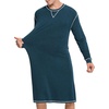 image:imageSWOMOG Mens Nightgown Long Sleeve Lounge Sleep Henley Shirt Pajama Big amp Tall Nightshirt Comfy Nightwear SXXLBlue Green