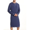 image:imageSWOMOG Mens Nightgown Long Sleeve Lounge Sleep Henley Shirt Pajama Big amp Tall Nightshirt Comfy Nightwear SXXLNavy Blue