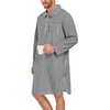 image:imageSWOMOG Mens Nightshirt 100 Cotton Long Sleeve Sleep Shirt Button Down Nightgown Soft Sleepwear Comfy Nightwear SXXXLBlack White Stripes