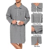 image:imageSWOMOG Mens Nightshirt 100 Cotton Long Sleeve Sleep Shirt Button Down Nightgown Soft Sleepwear Comfy Nightwear SXXXLBlack White Stripes