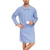 image:imageSWOMOG Mens Nightshirt 100 Cotton Long Sleeve Sleep Shirt Button Down Nightgown Soft Sleepwear Comfy Nightwear SXXXLBlue Stripes